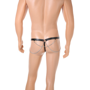 Slip da <span class=keywords><strong>uomo</strong></span> traspiranti con logo in vita, sexy, con <span class=keywords><strong>anello</strong></span> a catena, intimo bikini, taglia europea, vita bassa, T-back, lingerie alla moda <span class=keywords><strong>per</strong></span> feste - Product Image 4
