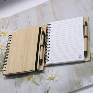 Carnet à spirale A5 en bambou, couverture rigide, bande élastique, grain de bois, agenda de haute qualité, logo personnalisé pour entreprise, cadeaux d'affaires - Product Image 3