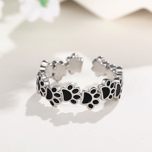 Anello con Zampa di Gatto in Metallo Elettroplaccato, Impronta di Zampa Smaltata, Gioiello da Dito Dolce e alla Moda per Uso Quotidiano Femminile - Product Image 6