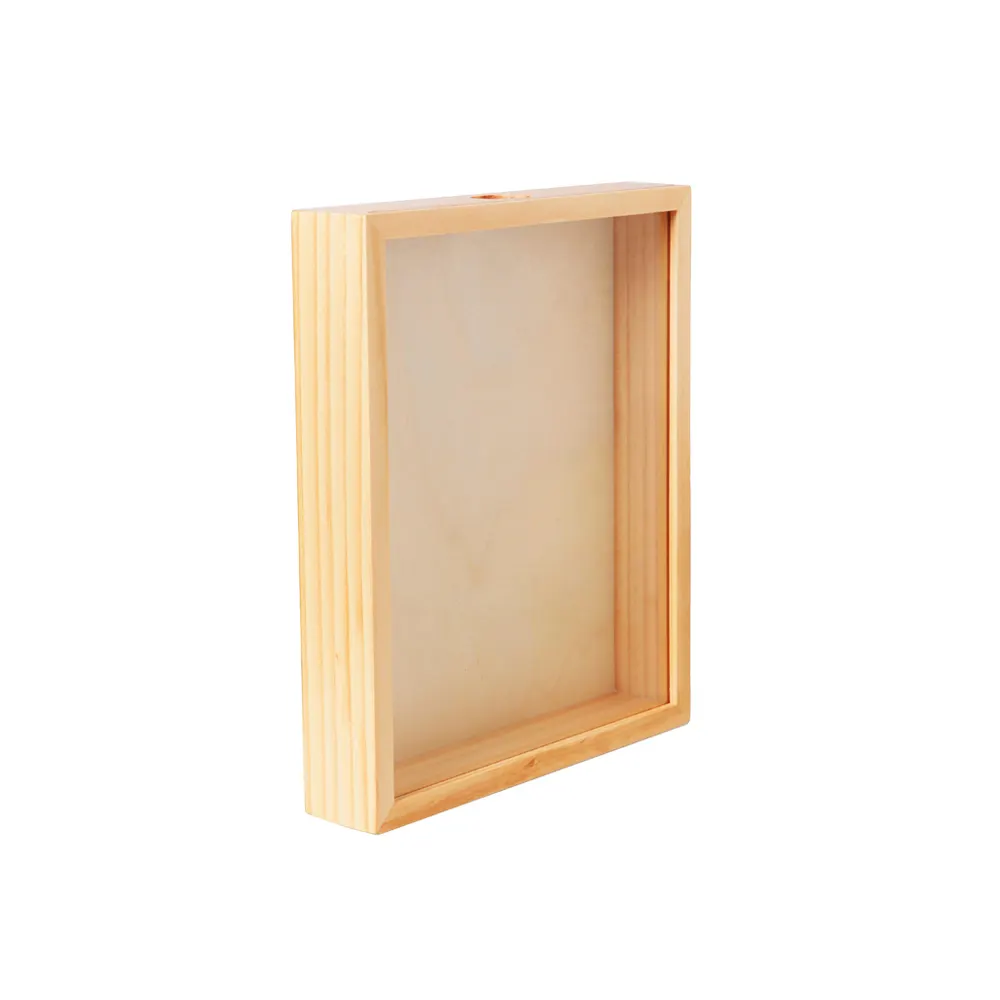 Espositore da parete in legno Shadow Box cornice per foto naturale cornice in legno di pino