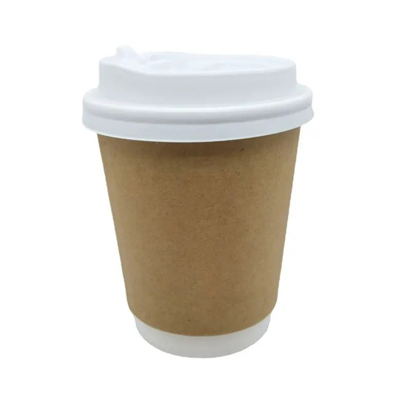 Customized 8oz/12 oz disposable drinking water thickened milk tea coffee packaged kraft paper hot drink cup