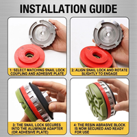 Pexmientas Disque de meulage à eau pour biseautage de chants de pierre 100/125mm, Tête adaptateur à verrouillage escargot, Support en caoutchouc et aluminium