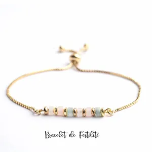 Bracelet de fertilité cadeau pour maman pierre de lune quartz rose aigue-marine perles bracelet grossesse réglable