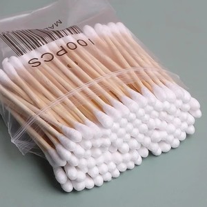 100 Pezzi Cotton Fioc in Legno a Doppia Punta per Pulizia Naso e Orecchie Strumenti per Trucco Donna Stick per Rossetto Bastoncini Cotonati - Product Image 6