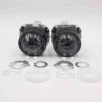 Mini lentille de projecteur Bi xénon DRL angel eyes shroud 2.5 pouces, revêtement bleu en nid d'abeille, masque adapté au kit d'assemblage de moto H4 H7