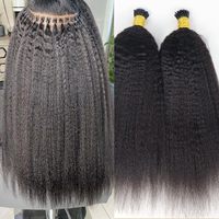 Extension de Cheveux Humains 100% Vierges Remy Brésiliens, Lisses Crépus, Pointes Kératine I (K-Tip), Vente en Gros