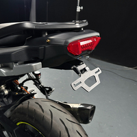 Support de plaque d'immatriculation arrière universel pliable réglable en acier inoxydable noir pour moto Yamaha Tracer