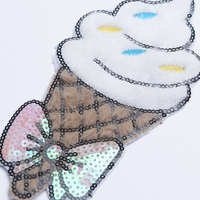 En gros, patchs en peluche et sequins brodés écologiques, motifs crème glacée et nœud papillon, thermocollants, taille personnalisée, pour accessoires et vêtements DIY pour enfants
