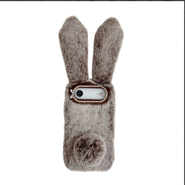Stuffed Plush Animal Rabbit Cartoon Design Shockproof Mobile Phone Case with Phone Grip for for