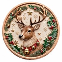Pièce de monnaie commémorative de Noël personnalisée d'usine, 1/5 oz, en cuivre pur .999, couleur vive, pièce de monnaie de défi souvenir de Noël imprimée