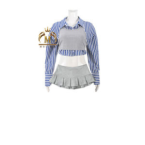 महिलाओं के आउटफिट वाली शर्ट रिबनियान + शॉर्ट्स स्कर्ट मैचिंग सेट आकस्मिक y2k दो टुकड़ा महिलाओं के कपड़े 2025 - Product Image 5