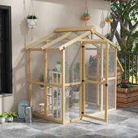 Serre de plain-pied en bois et polycarbonate, maison verte de passe-temps encadrée de cèdre, serre en bois pour l'extérieur