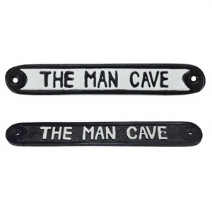 Placa de pared blanca y negra The Man Cave sin óxido, placas de placa personalizadas de Metal de montaje fácil para puerta y montaje en pared - Product Image 1