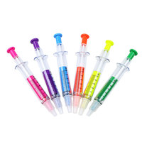 BECOL Stylo Marqueur Surligneur Créatif pour Étudiants en Gros 2 en 1 Stylo à Double Tête en Forme de Seringue Stylo à Bille pour Étudiants