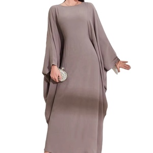 Nuovo elegante abito Abaya da donna manica lunga a pipistrello con cravatta girocollo alla moda elegante abito dal <span class=keywords><strong>mondo</strong></span> del Medio Oriente arabo - Product Image 1