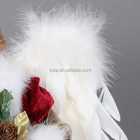 Vente chaude À La Main Vin Rouge Arbre De Noël Topper Ange Poupées Ornements Noel Figurines Avec Guirlande Ruban Pour Décorations De Noël