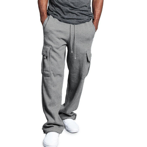 Pantaloni Cargo Oversize <span class=keywords><strong>Grigi</strong></span> con 6 Tasche Personalizzati per <span class=keywords><strong>Uomo</strong></span> <span class=keywords><strong>Joggers</strong></span> Dritti Stile Streetwear - Product Image 4