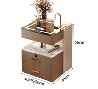 Table de chevet intelligente de luxe, table de chevet moderne avec lumière LED, charge sans fil, verrouillage par empreinte digitale, armoire solide pour salon et chambre à coucher