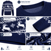Pulls de Noël personnalisés pour hommes en gros, Pulls tricotés jacquard motif renne Fair Isle, Fournisseur de pulls de vacances d'hiver