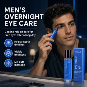 Sérum contour des yeux GHK-Cu à la caféine, Niacinamide, Acétyl Hexapeptide-8, Palmitoyl Tripeptide-5, soin de nuit en roll-on pour homme, raffermissant et illuminateur - Product Image 1