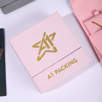 A1 Logo Imprimé De Luxe Petit Tiroir Boîte À Bijoux En Carton Anneau Tiroir Emballage Boîte Microfibre Bijoux Pochette caja joyeria