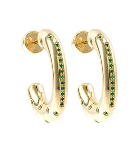 Milskye beautiful jewelry 18K gold plated brass peggy emeralds stud earrings
