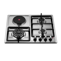Table de cuisson à gaz encastrable 3 brûleurs et 1 plaque électrique en acier inoxydable, pour usage domestique, fabrication OEM/ODM