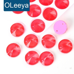 OLeeya Rivoli Sew on Crystal Siam Neon Strass DIY Glass Stones Flat Back Sewing Rhinestone for Jewelry Clothes - Product Image 1