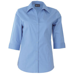 Fábrica profesional china, venta al por mayor, camisa <span class=keywords><strong>de</strong></span> manga tres cuartos con cuello vuelto y un solo botón para <span class=keywords><strong>mujer</strong></span> - Product Image 1