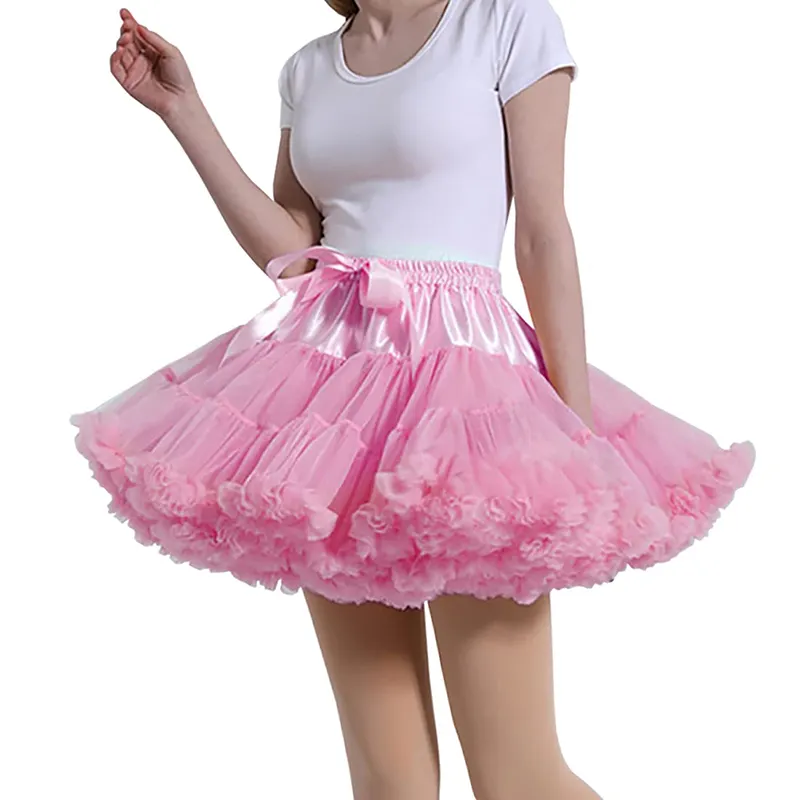 Custom Women Theme Party Costume Underskirt A-Line Elastic Waist Pleated Ballet Puffy Mesh Layered Tulle Tutu Skirt