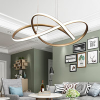 Lampe Led suspendue moderne en aluminium et métal, composé d'anneaux lumineux, luminaire décoratif d'intérieur, idéal pour un salon ou une salle à manger