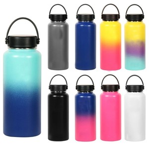 2024 Custom Logo 1L Wide Mouth Water Bottle With Straw 32 oz Vacuum Flask 304 Stainless Steel Double Wall Outdoor Sports - Product Image 1
