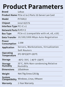 Tarjeta de Red Interna Intel82576 de Doble Puerto RJ45 10/100/1000 Gigabit, Tarjeta LAN para Servidor, en Stock, Equipada con el Original - Product Image 2