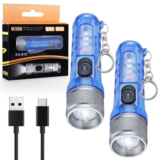 High Lumen Bright EDC Small Tactical Handheld Flashlight with Magnetic Pocket Clip White/Red/Blue LED 15-60 Hours Battery Life