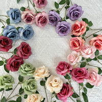 Pas cher Belle Faux Soie Rose Branches Roses Artificielles 3 Têtes pour Toile de Fond de Mariage