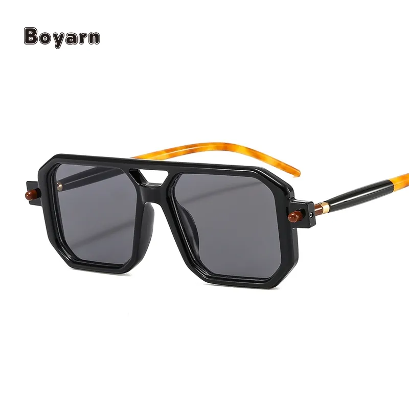 Boyarn Retro vuông khung trong suốt ống kính kính gafas de Sol đến hình chữ nhật unisex Kính mát bán buôn