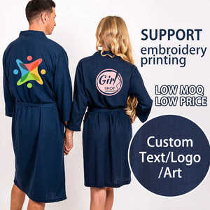 <span class=keywords><strong>Accappatoio</strong></span> Unisex con Logo personalizzato Waffle e <span class=keywords><strong>accappatoio</strong></span> da <span class=keywords><strong>uomo</strong></span> bianco personalizzato - Product Image 3