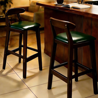 Tabouret de bar en bois massif à haut dossier, usage commercial et domestique, design moderne, pivotant, hauteur réglable, mobilier de bar