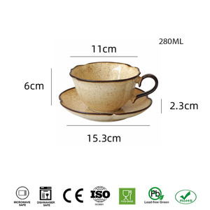 Juego de Taza y Platillo de Cerámica para Té de la Tarde, Diseño de Encaje, para Hogar, Cafetería u Oficina, Taza de Café con Asa, Regalo Original, 240 ml - Product Image 2