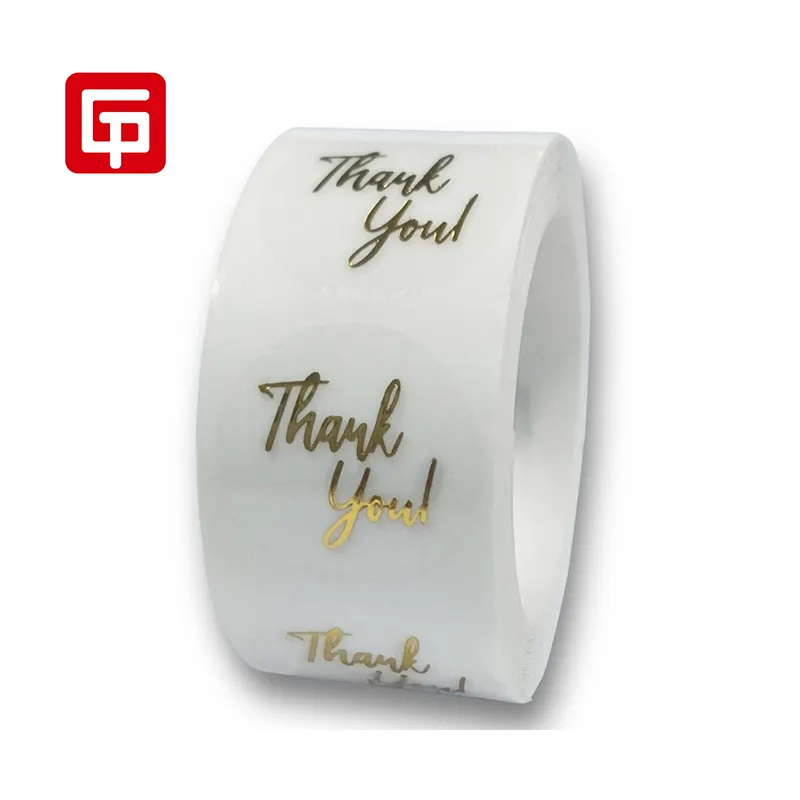 Printing Hot Stamping Logo Gold Foil Self Adhesive Stickers Vinyl Transparent Label Roll Waterproof Clear Transparent sticker