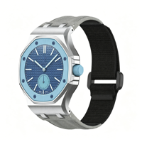 Edelstahl-Lünette, Stoff-Canvas-Armband für Royal Pop AP Uhr, Sportliches Langlebiges Outdoor-Nylonband mit Klettverschluss