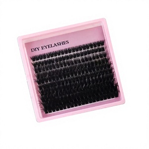 DIY Handgefertigte Komfortable Cluster-Segment-Wimpern C D Curl 8-16mm Korea PBT-Faser Schwarzer Baumwollstiel Wimpernverlängerungs-Sets Pulin - Product Image 2