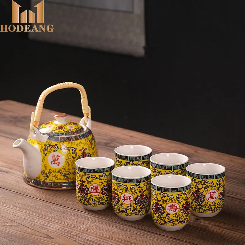 Ideia de presente estilo chinês conjunto de xícara de chá, conjunto vintage de seis copos