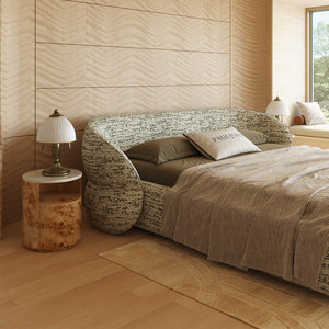 Cadre de lit double moderne en tissu de coton et lin importé, lit <span class=keywords><strong>king</strong></span> size rembourré pour chambre principale, meubles C0208 - Product Image 3