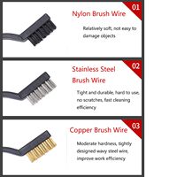 Lot de 3 mini-brosses métalliques en acier, laiton et nylon pour le nettoyage des coins, le polissage et le détaillage, pour la maison, la cuisine et l'élimination de la rouille