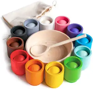 Fabrication de jouets 2023, fournisseurs de livraison directe, commerce électronique, balles de jouets pour bébé dans des tasses, jeu de trieur de couleur en bois, jouets Montessori