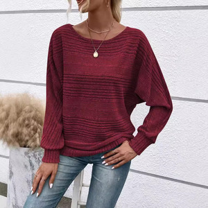 2025 abbigliamento da donna transfrontaliero per la stazione indipendente di Amazon nuovo stile autunno inverno Top t-shirt Pit Neck <span class=keywords><strong>Bat</strong></span> - Product Image 4