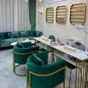 Luxury Modern <b>Nail</b> Salon Furniture Set with Gold Manicure <b>Table</b> & Chairs Professional Marble Top Beauty <b>Nail</b> Professional - Product Image 4