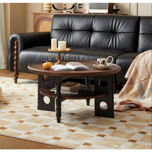 Tavolino da Caffè di Lusso <span class=keywords><strong>Vintage</strong></span> in Legno di Quercia Rossa Massello, Multifunzionale con Spazio di Archiviazione per Arredamento Soggiorno - Product Image 1