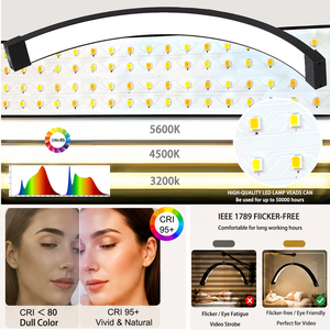 Lampe LED de <span class=keywords><strong>plafond</strong></span> demi-lune FOSOTO avec pince pour téléphone, idéale pour la photographie de cils, anneau lumineux LED pour salon de beauté - Product Image 6